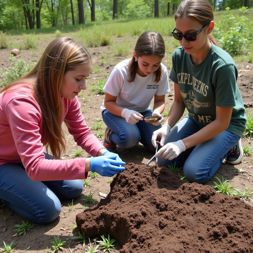 Students Collecting Soil Samples for Tiny Earth Project