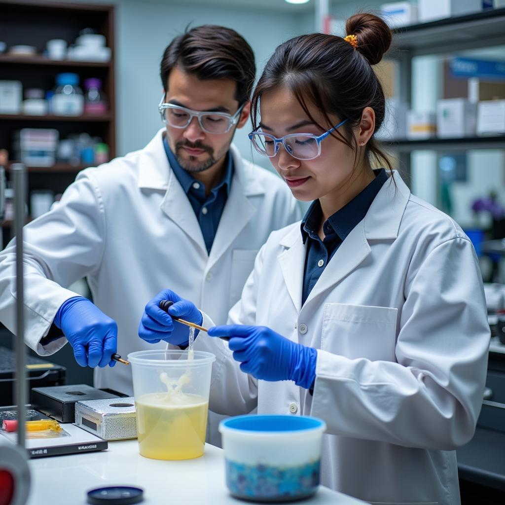 NYU researchers working in a tissue engineering laboratory