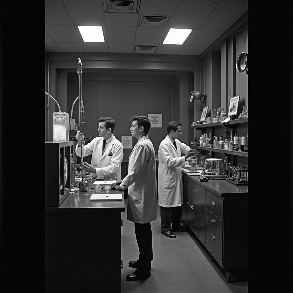 A vintage photograph of a laboratory in the Tyler Research Institute