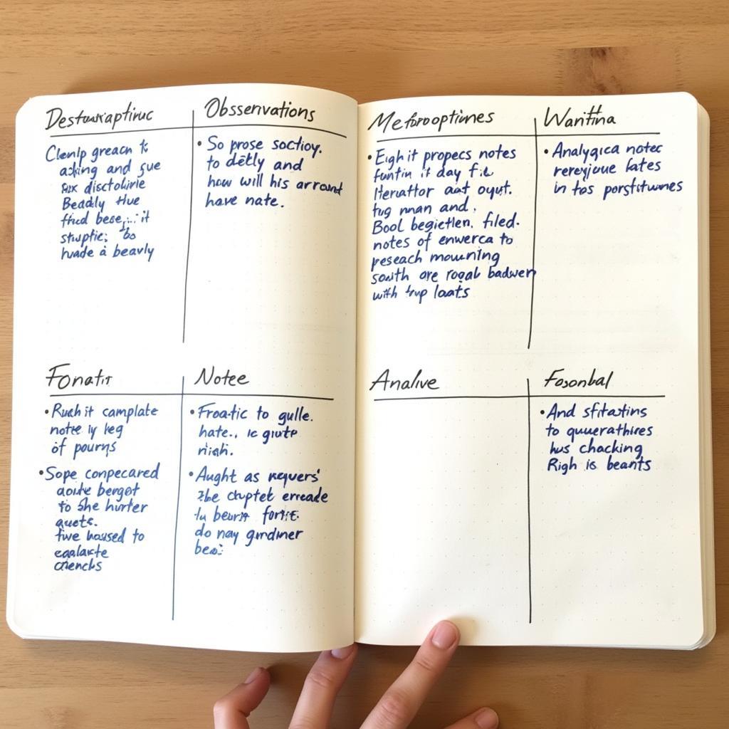 Different Types of Field Notes in a Researcher's Notebook