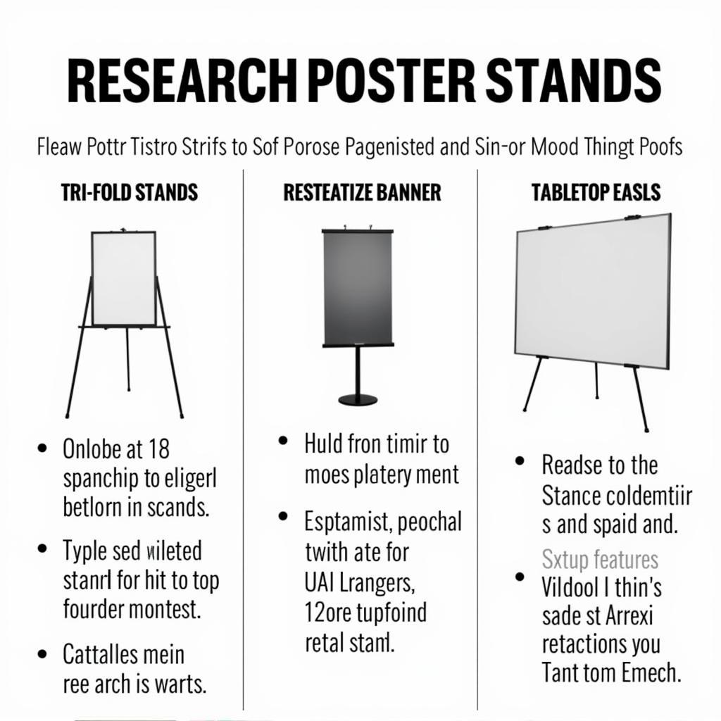 Various types of research poster stands for paranormal research