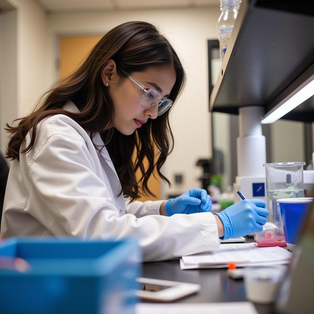 UCLA Student conducts research in a lab