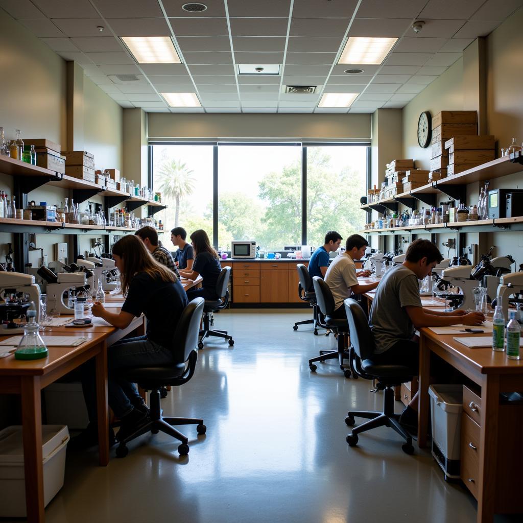 Modern UCR research lab interior with students conducting experiments