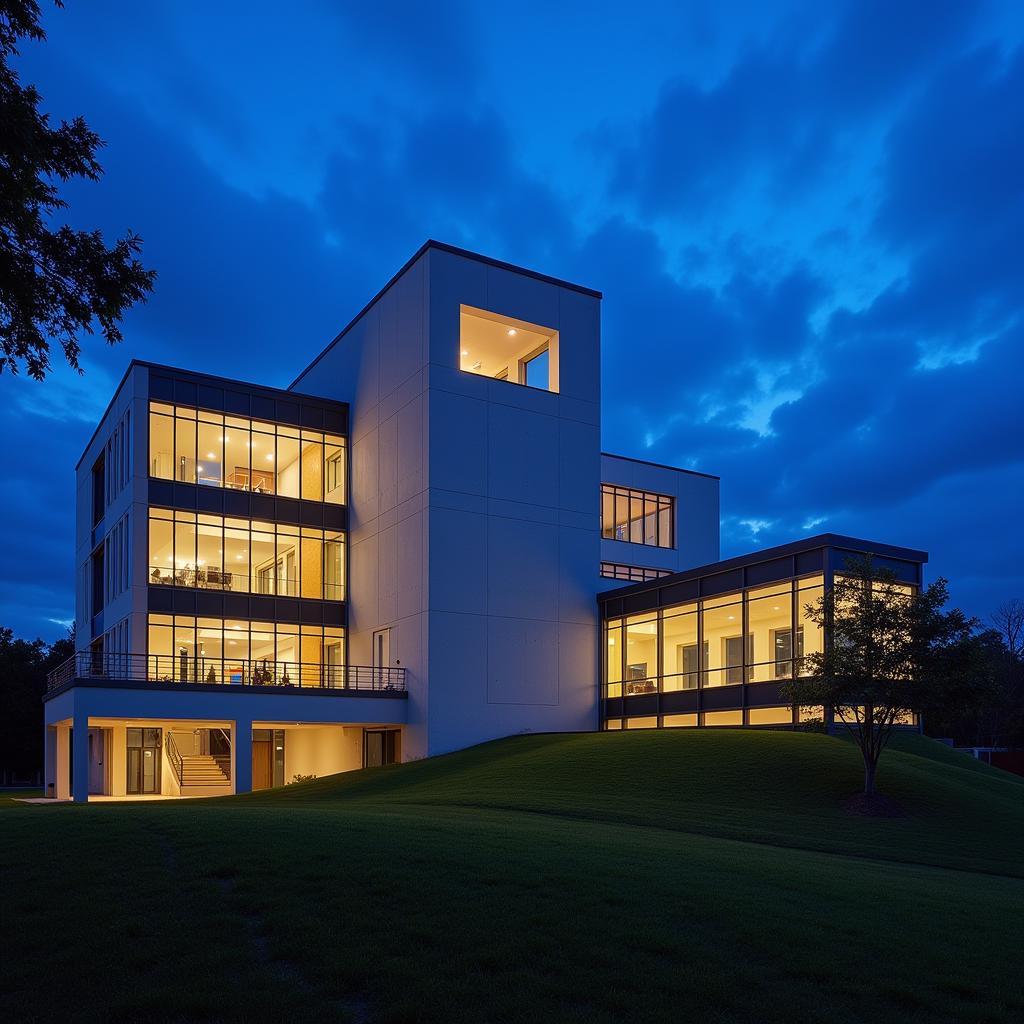 Exterior view of the UF Clinical and Translational Research Building at twilight