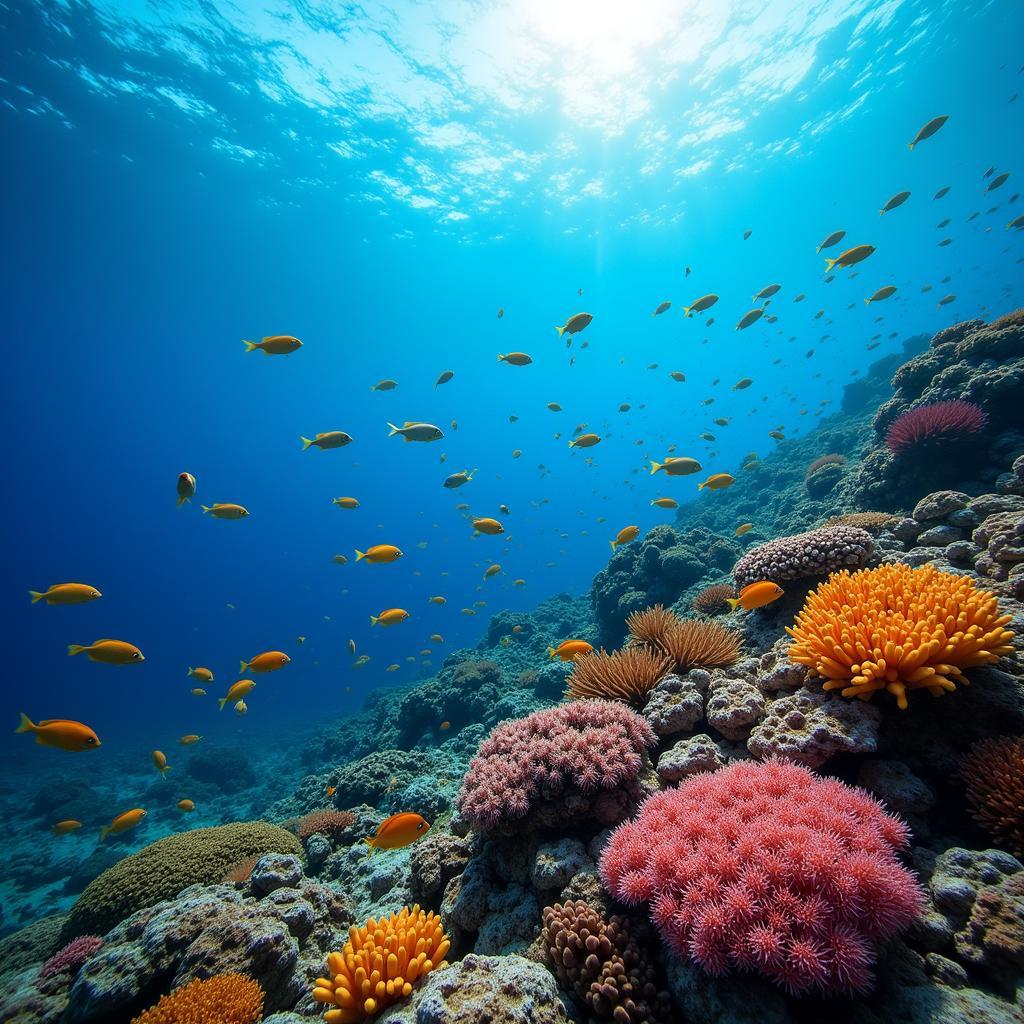 Diverse fish species thriving in a vibrant coral reef