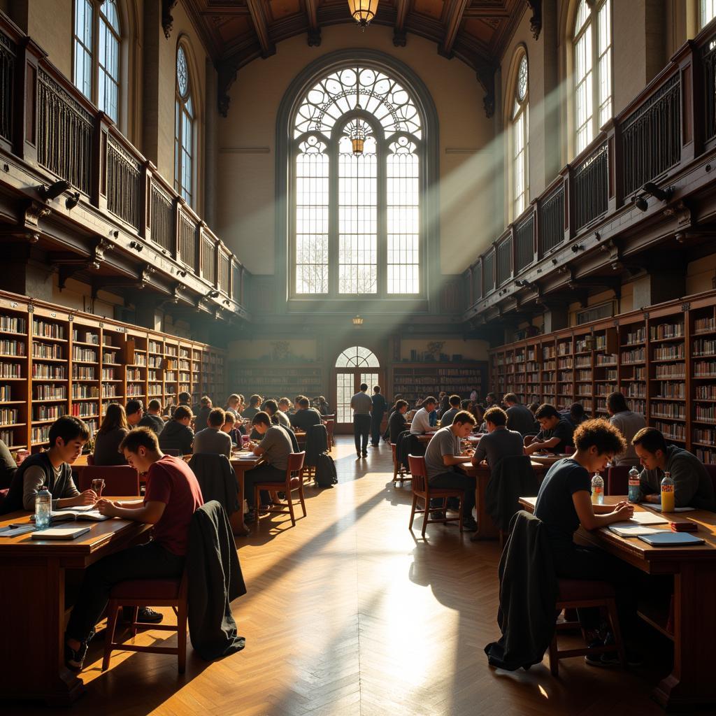 Students Studying in a University Library