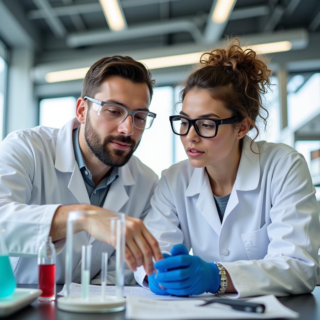 University students working in a science lab