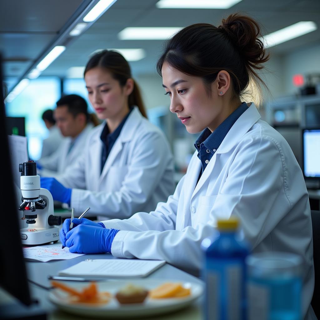 Researchers working in a laboratory at UNM Cancer Center