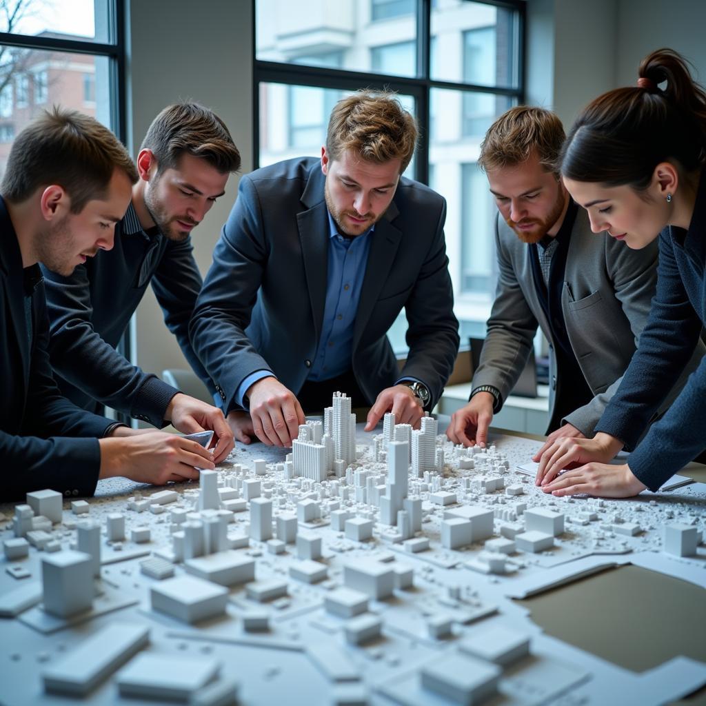 Urban planners using 3D city models for research and analysis