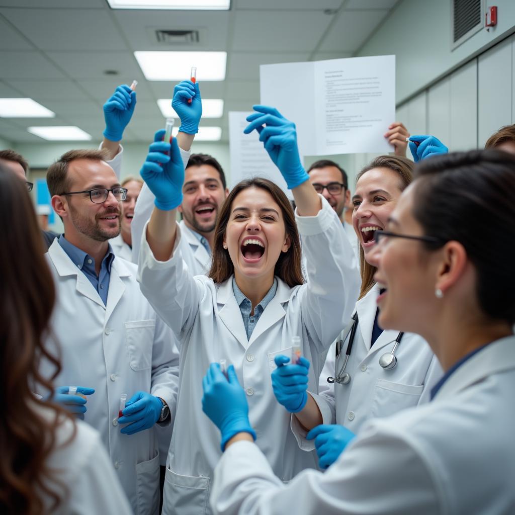 A celebratory moment capturing a major breakthrough at a US medical research agency