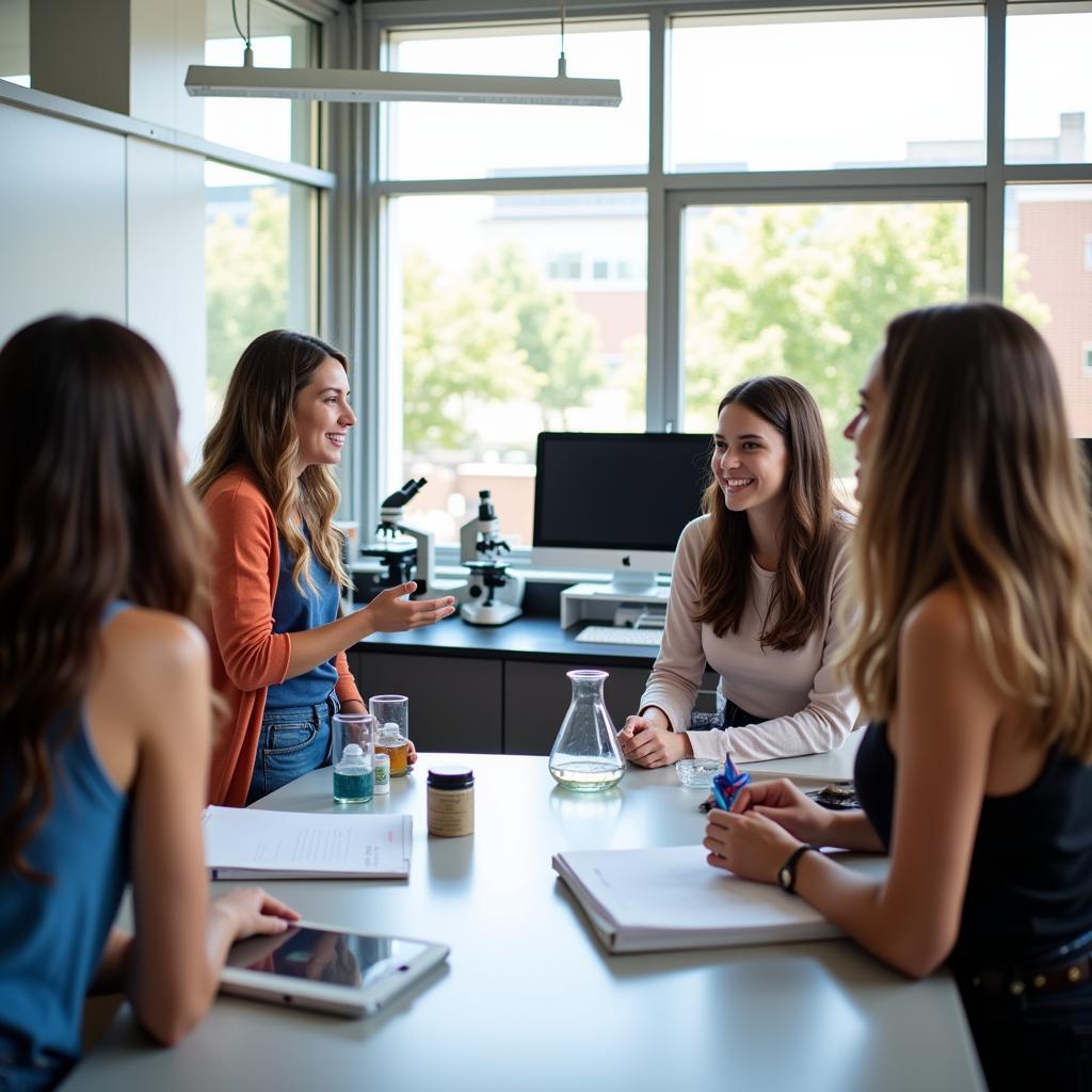 Students collaborating in a USC research lab