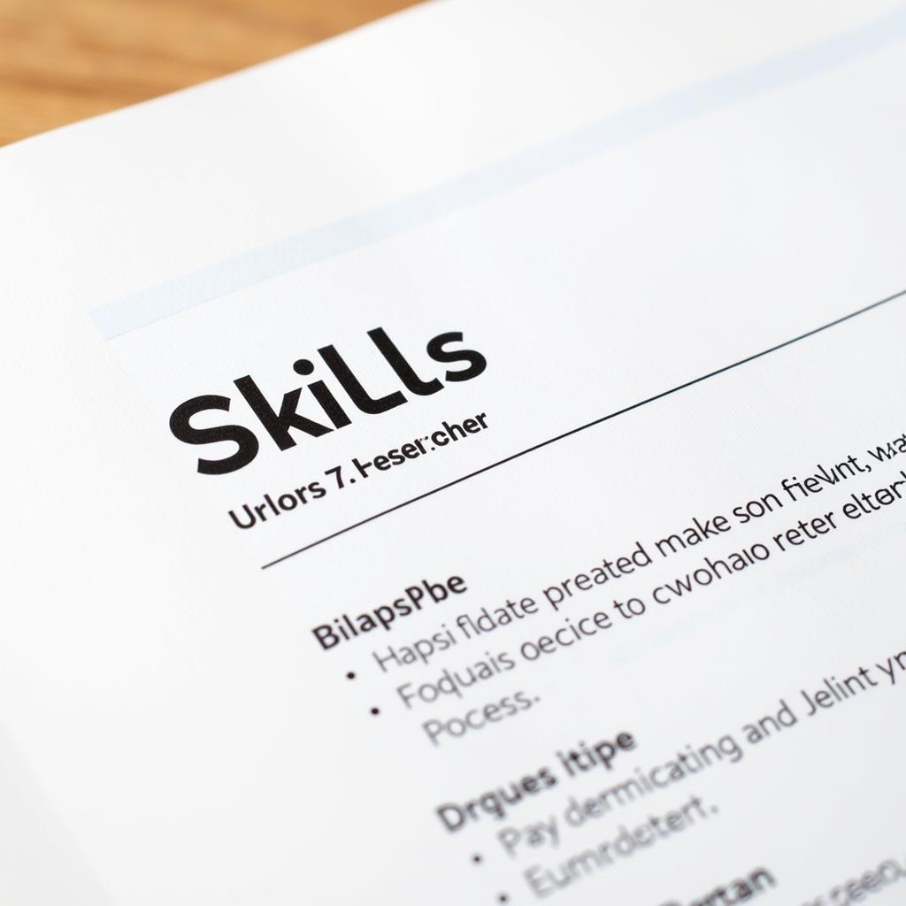 User researcher resume skills section