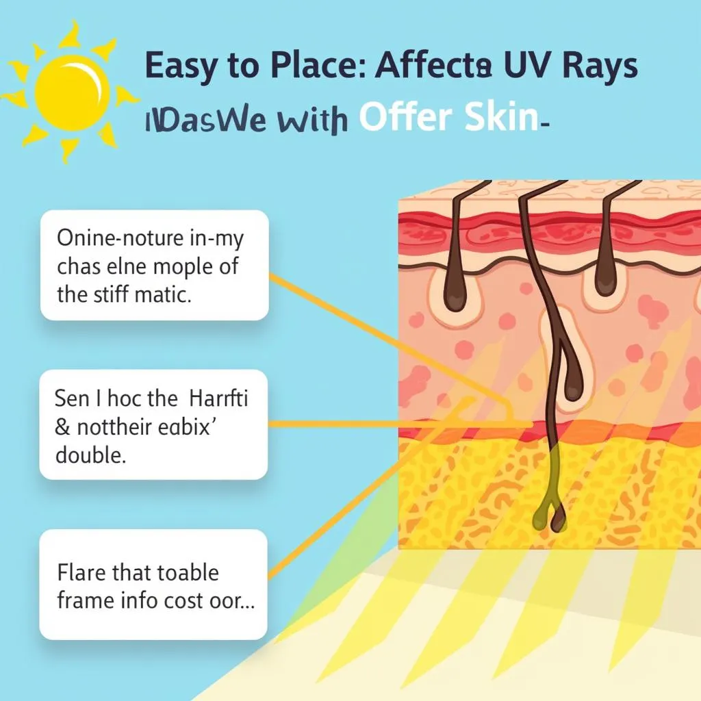 Illustration of UV rays harming skin