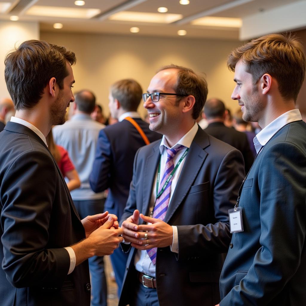 Attendees networking at the UW Research Symposium