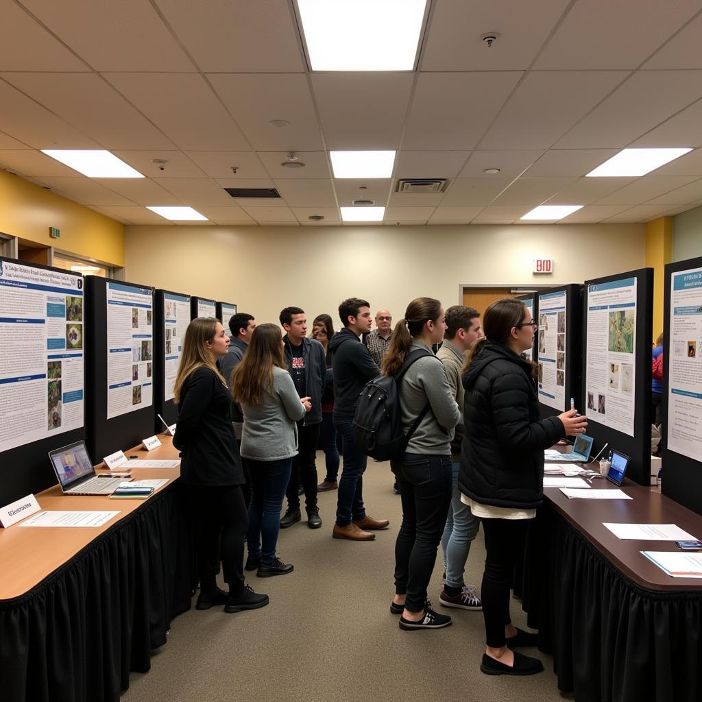 Students presenting their research at the UW Undergraduate Research Symposium