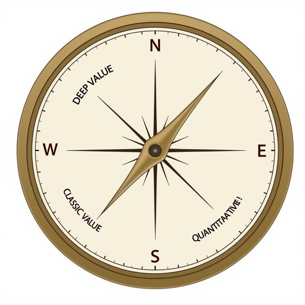 Different paths on a compass representing various value investing approaches