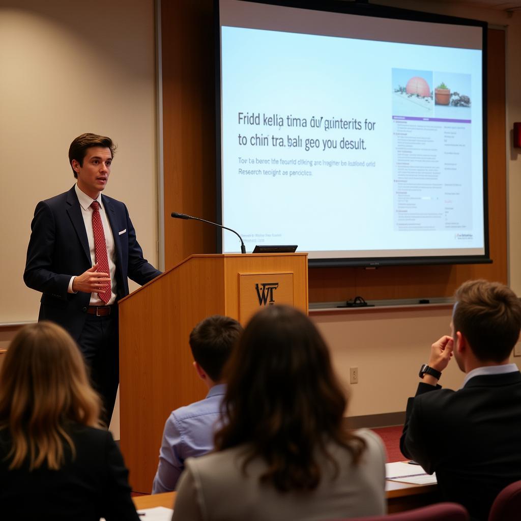 Virginia Tech student presenting research findings at a symposium