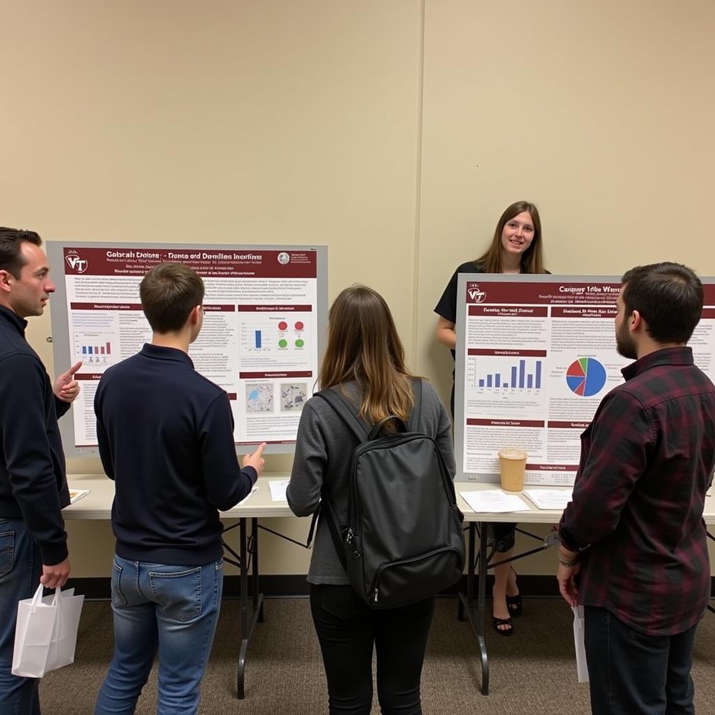 Student presenting their research at a poster session