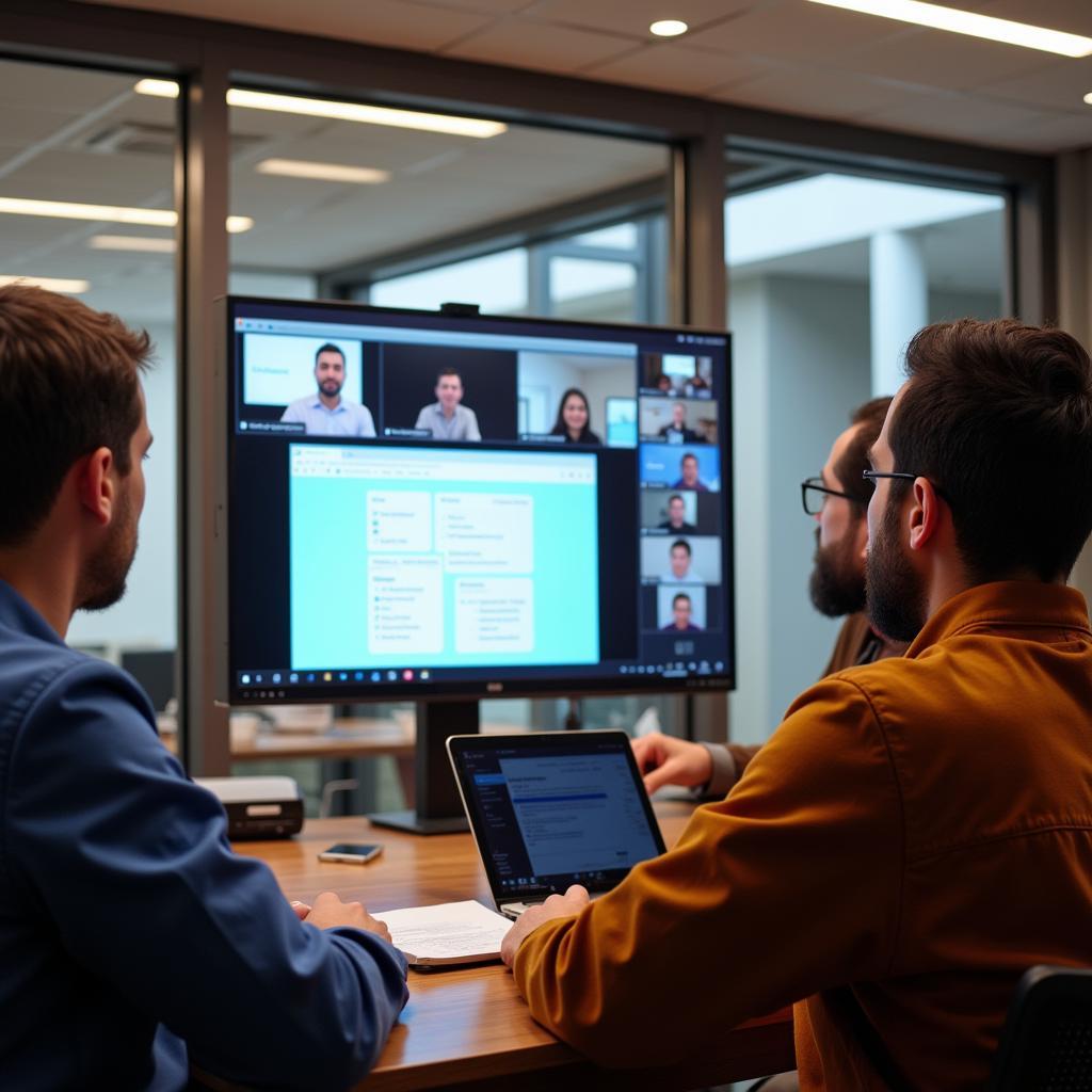 People attending a virtual cancer research conference