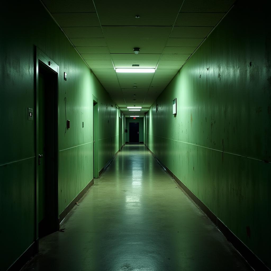 Dimly lit corridor inside the Weld Hill Research Building