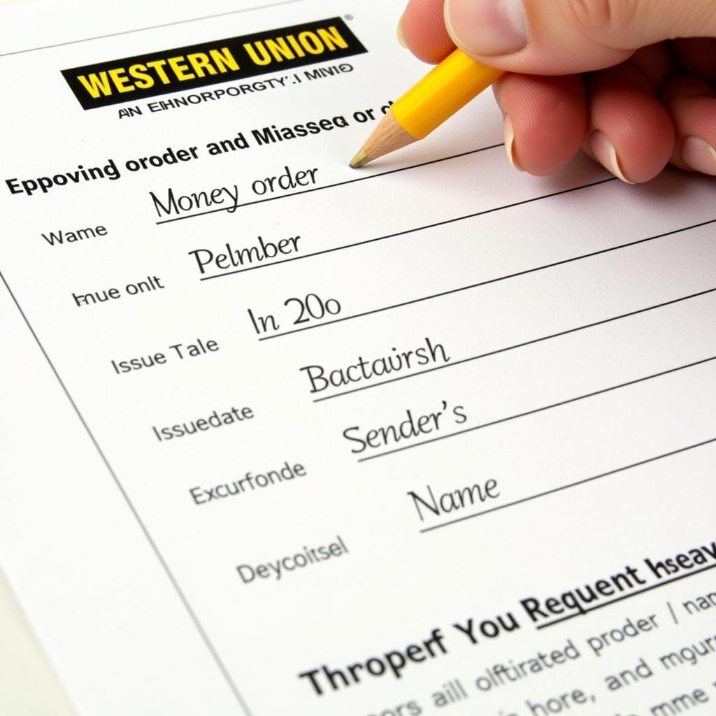 Completing a Western Union Money Order Research Request Form