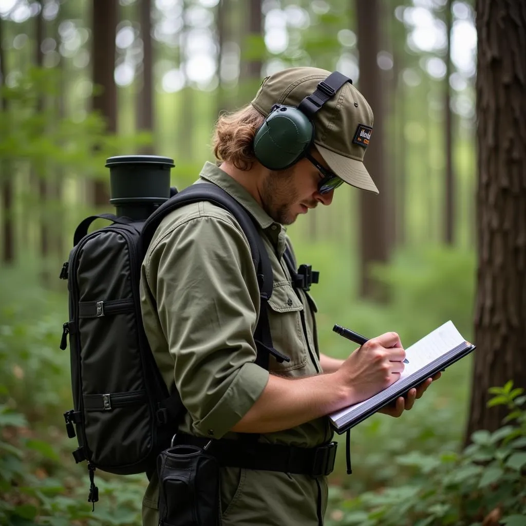  A wildlife technician collecting data in the field