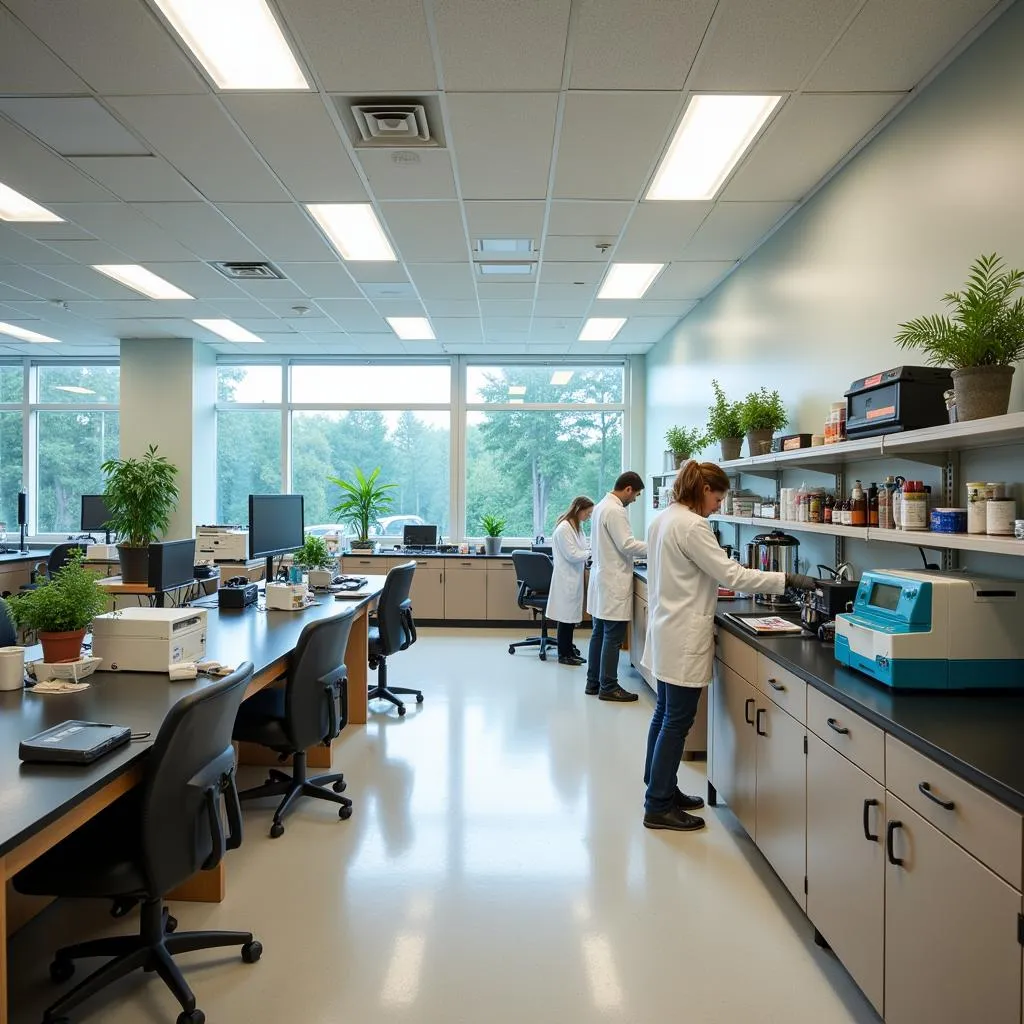 Researchers working in a laboratory at the Woodlands Healing Research Center