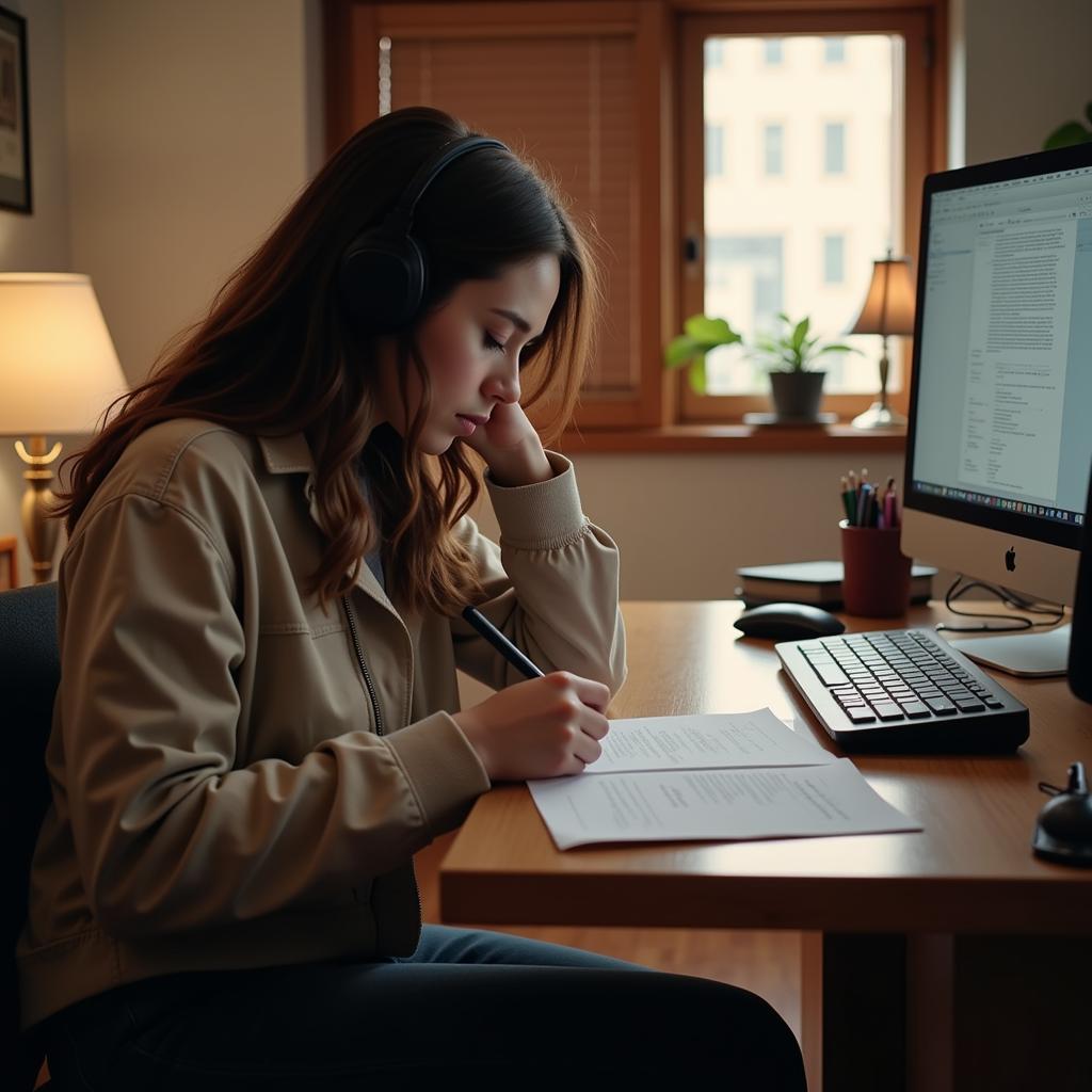 A writer working on a laptop with a cup of coffee