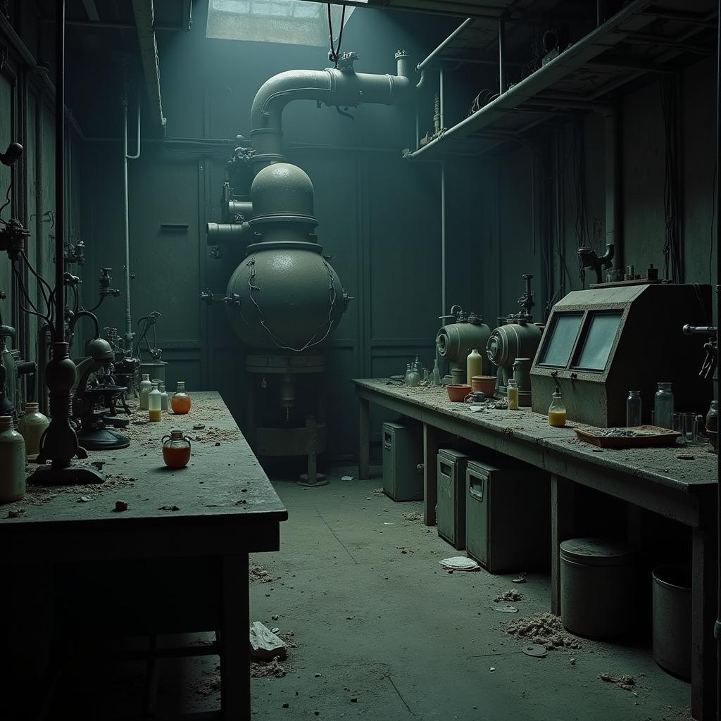 Abandoned lab equipment in a deserted research facility