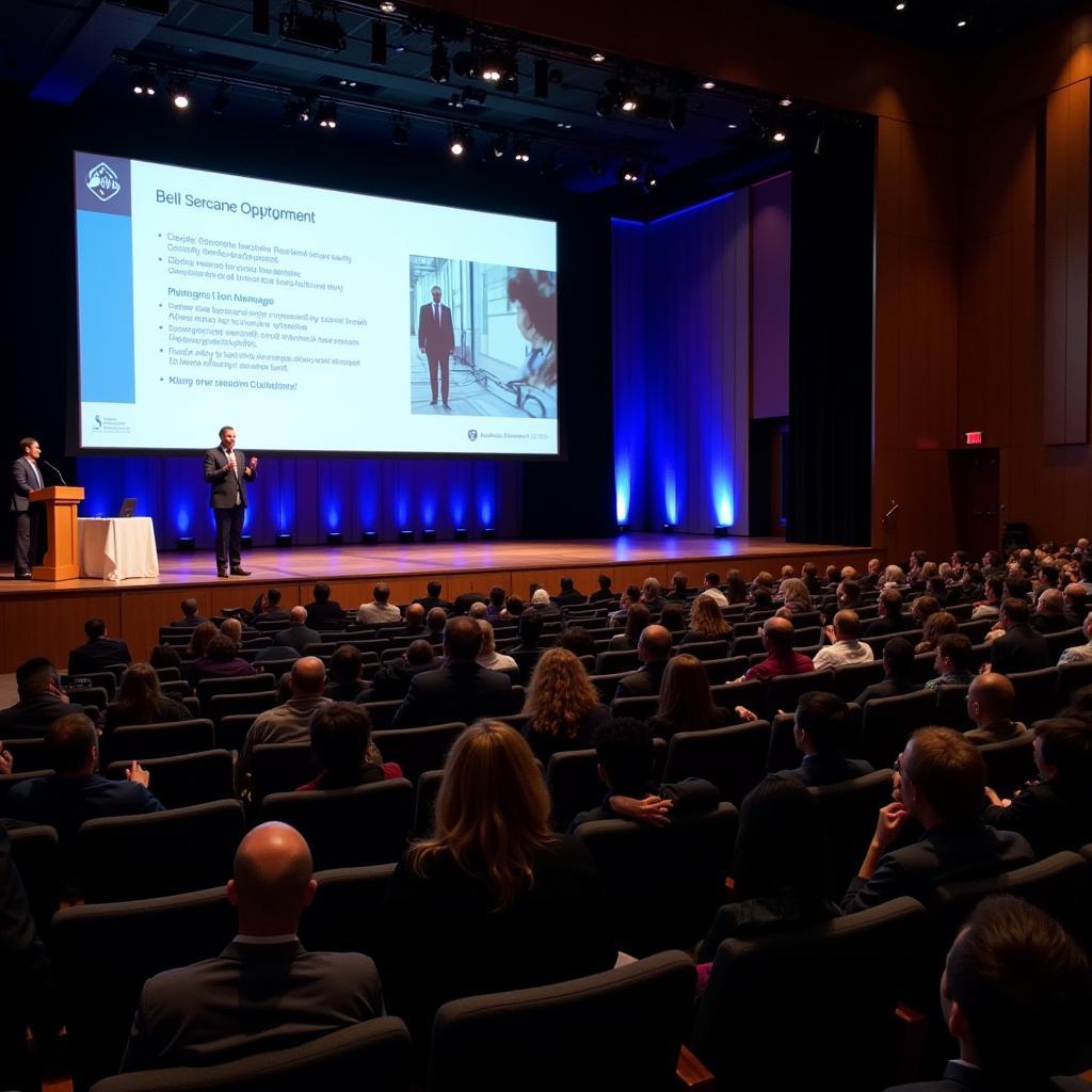 Keynote speaker addressing the audience at the Academy Health Annual Research Meeting