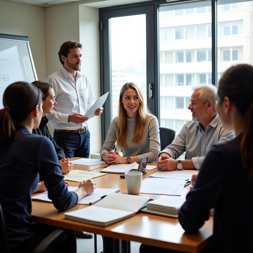 Advisory board members discussing the implications of research findings