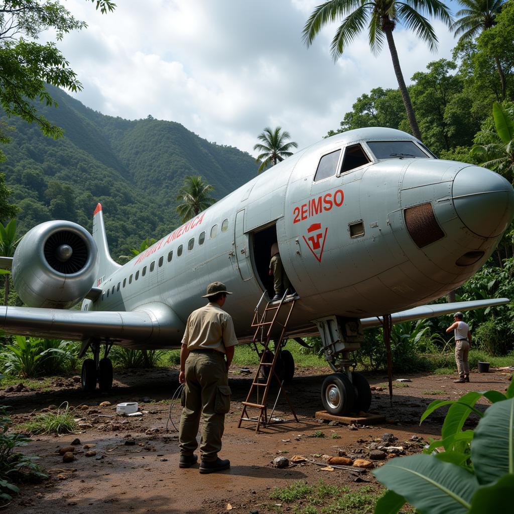 Air America Maintenance Crew Working on an Aircraft