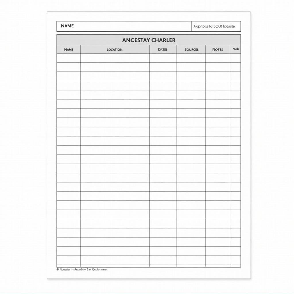 Example of a well-organized ancestry research log