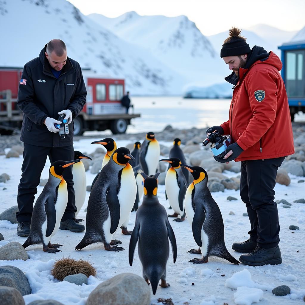 Antarctic Penguin Research Station: Scientists Studying Penguins