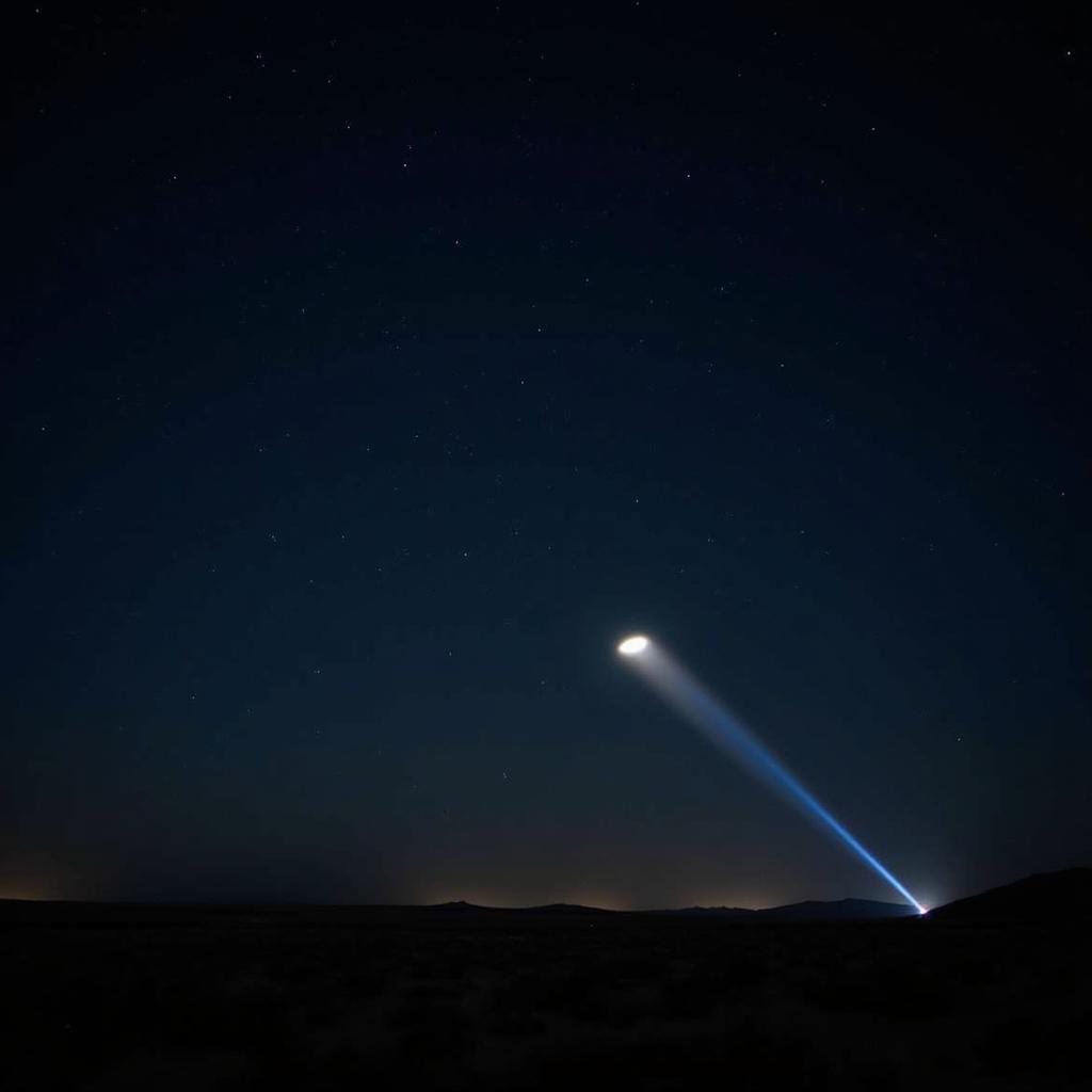 Night sky over the Anza-Borrego Desert with a blurry, unidentified object