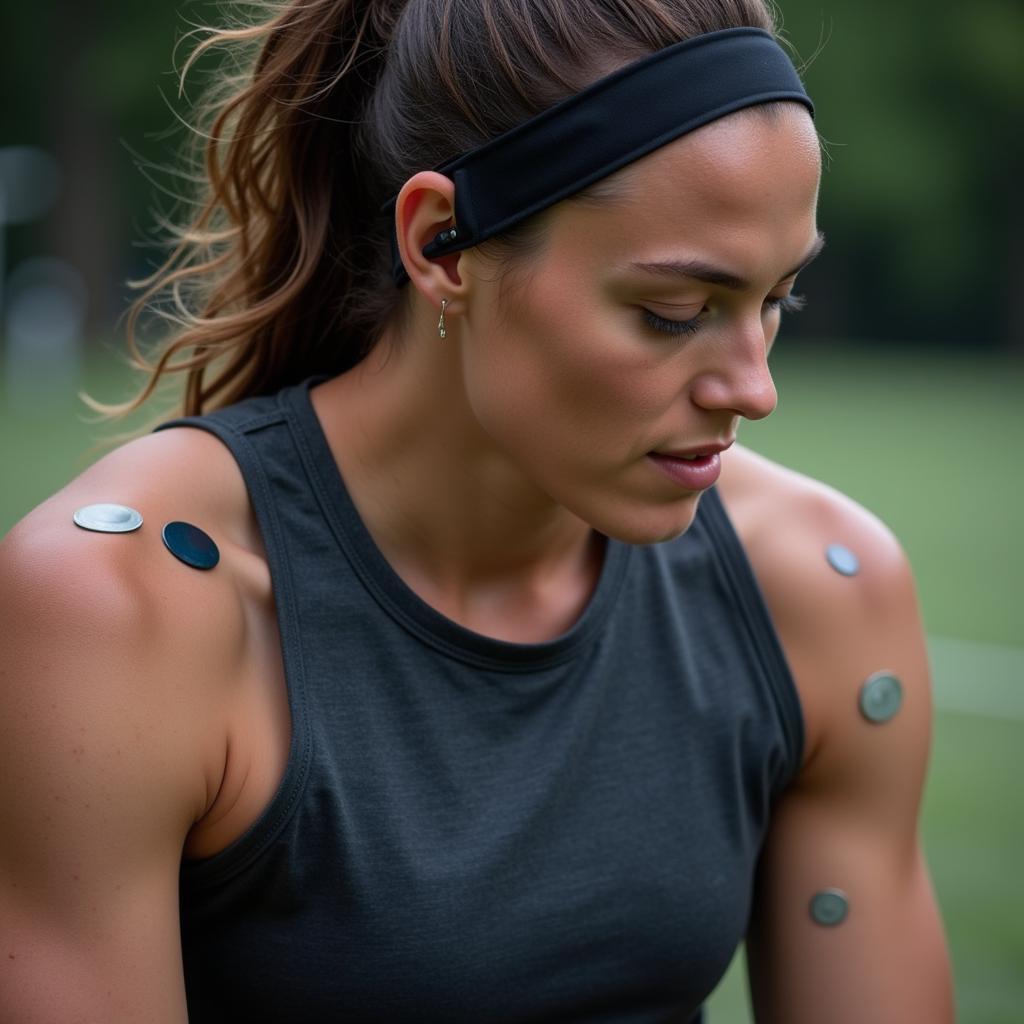 Athlete Wearing Wearable Sensor Technology