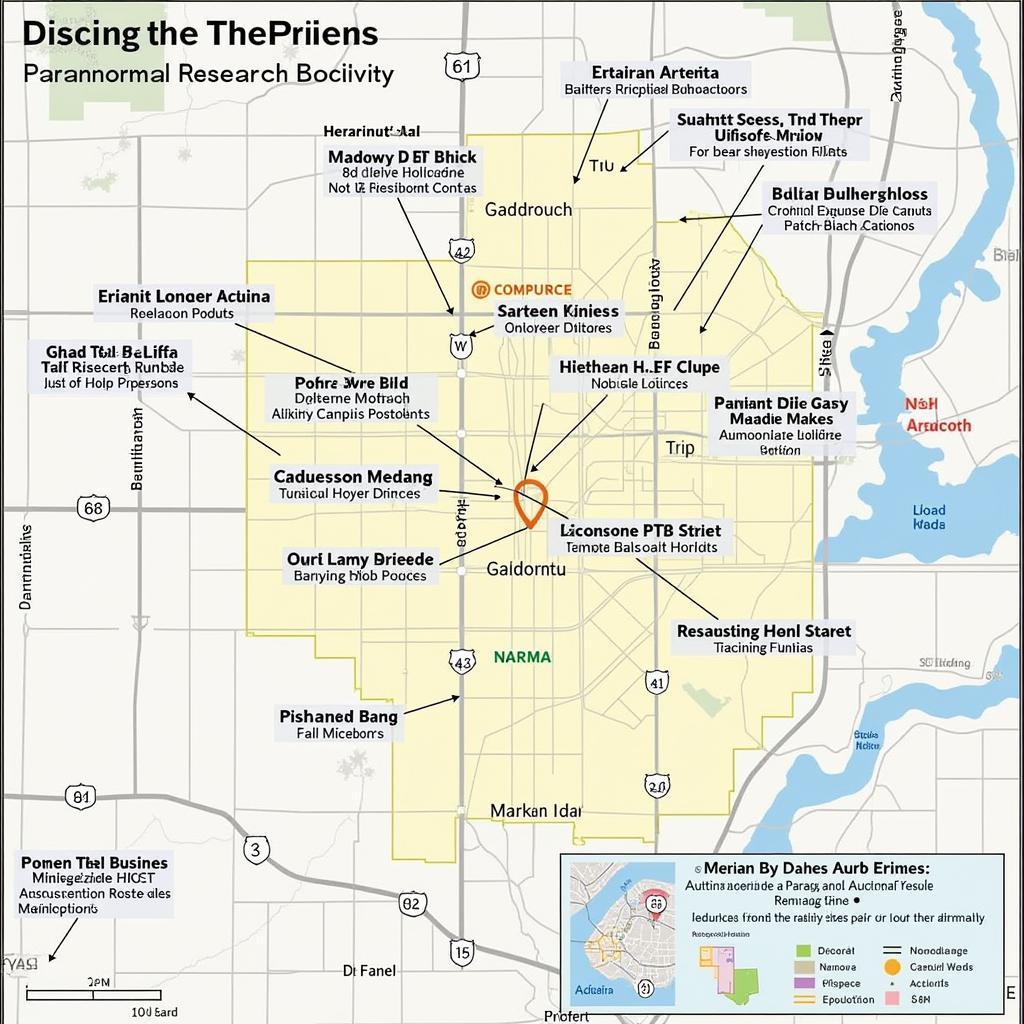 Austin Paranormal Hotspots Map including Research Boulevard