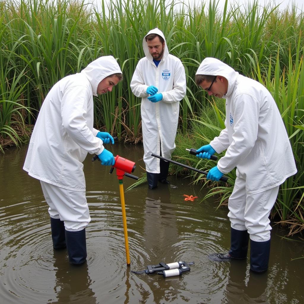 BAERI scientists conducting field research in a coastal ecosystem.