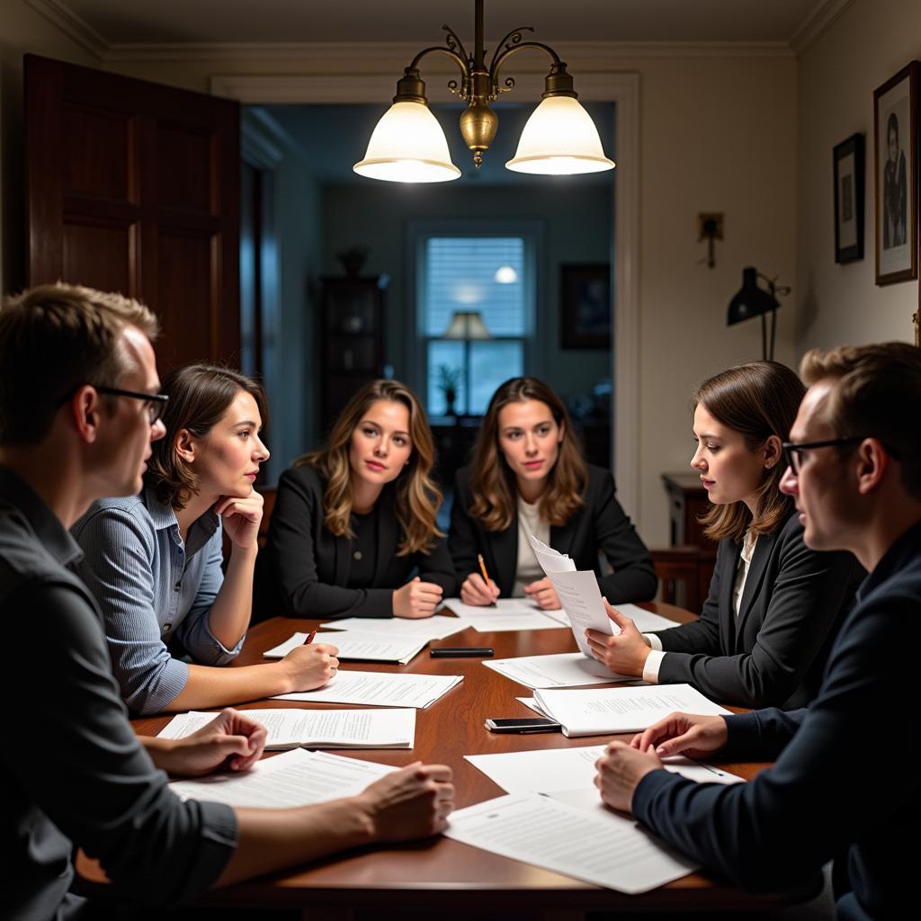 Researchers discussing ethical guidelines for a paranormal investigation