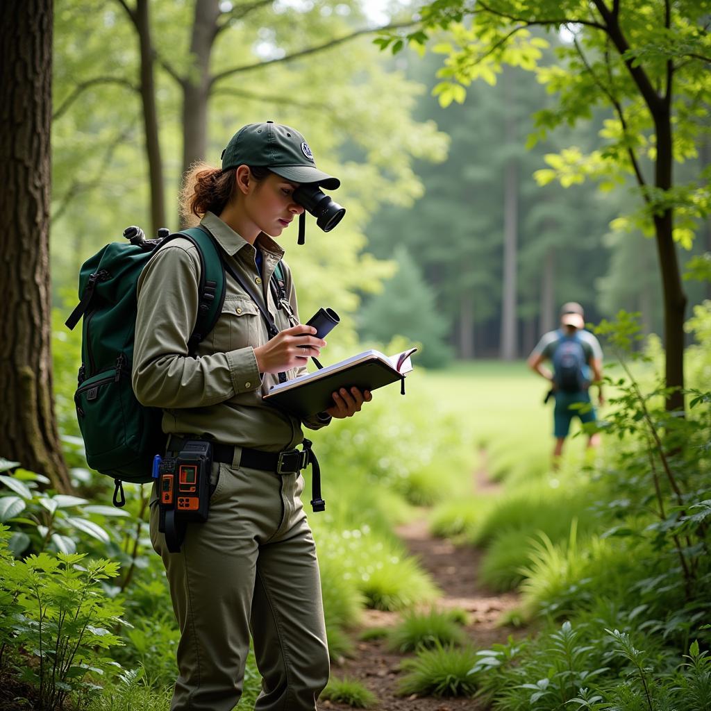 Biologist Researcher Conducting Field Work