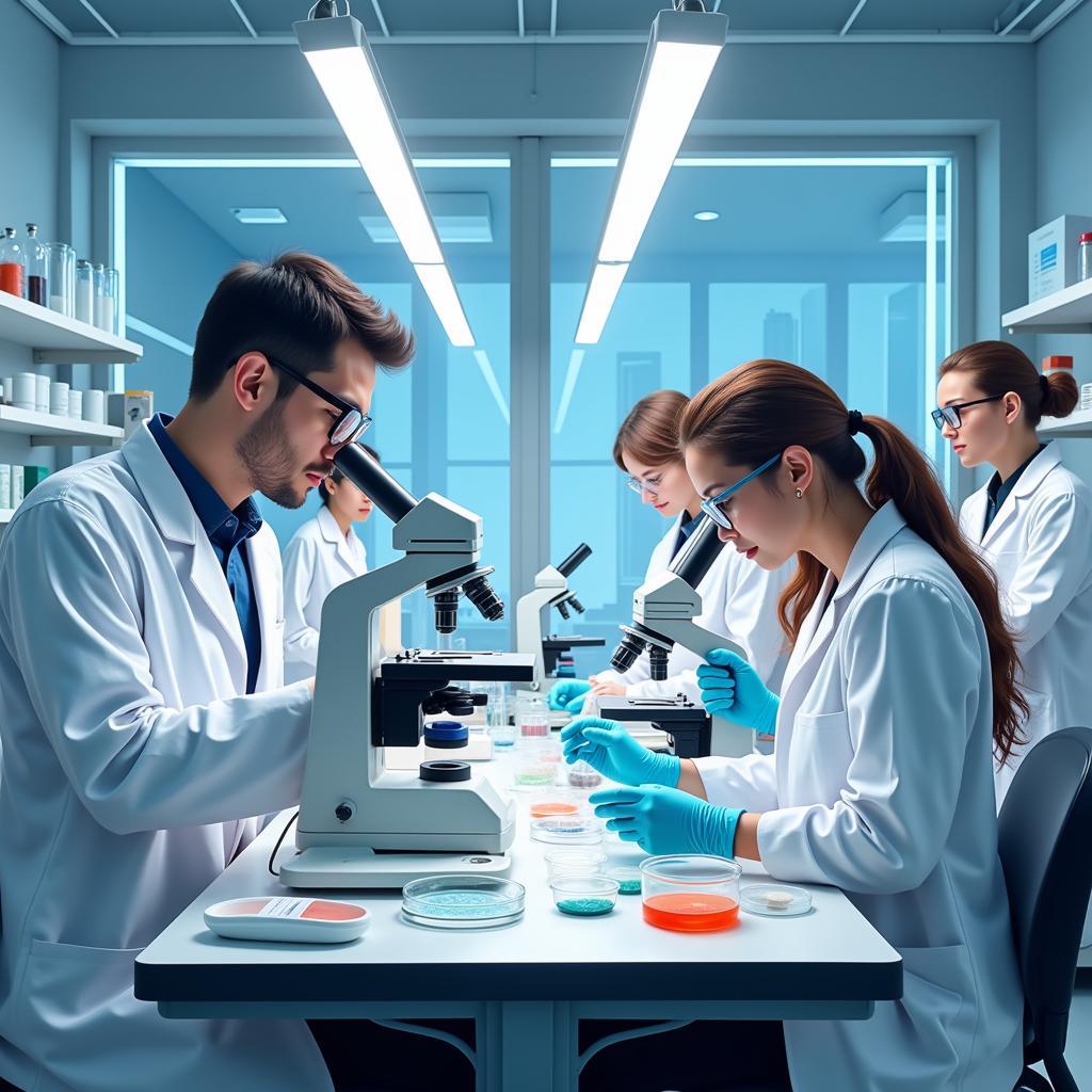 Scientists at work in the biomedical research building at the University of Miami