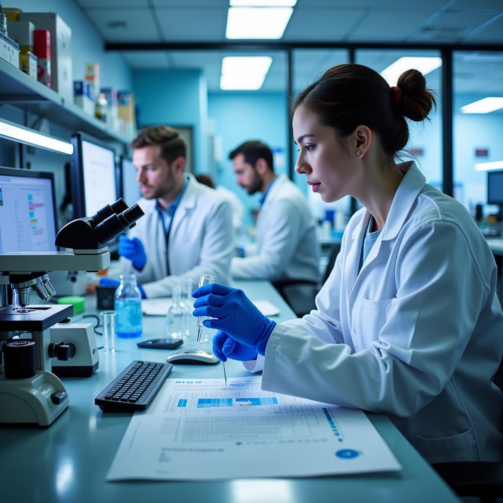 Bionutrition research lab in Orlando showcasing advanced equipment and scientists conducting experiments.