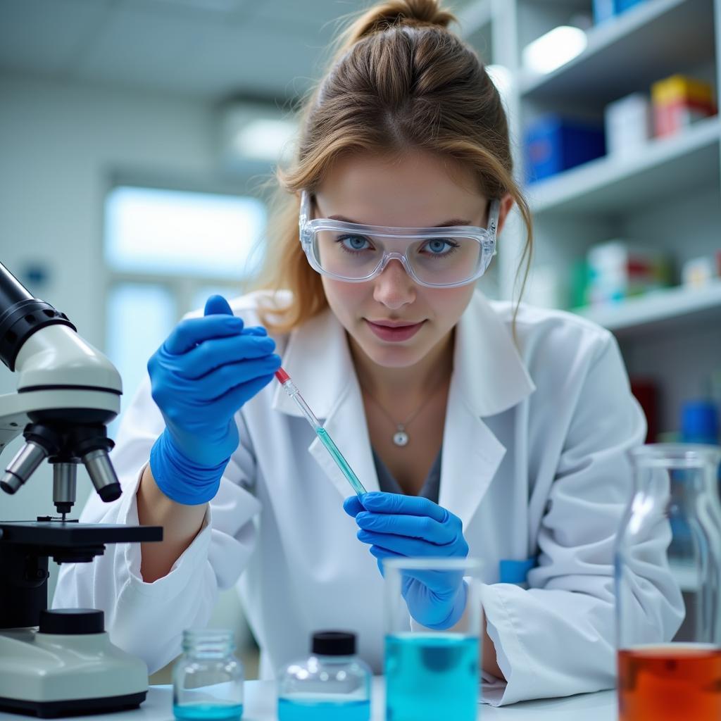 Biopharmaceutical research scientist at work in a lab