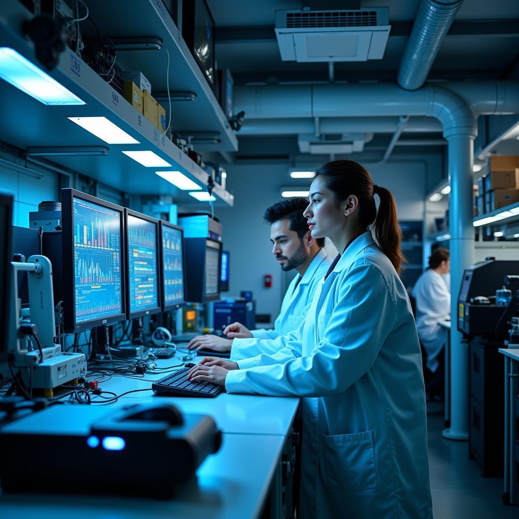 Interior of a futuristic lab in Bright Horizons Research Medical Center