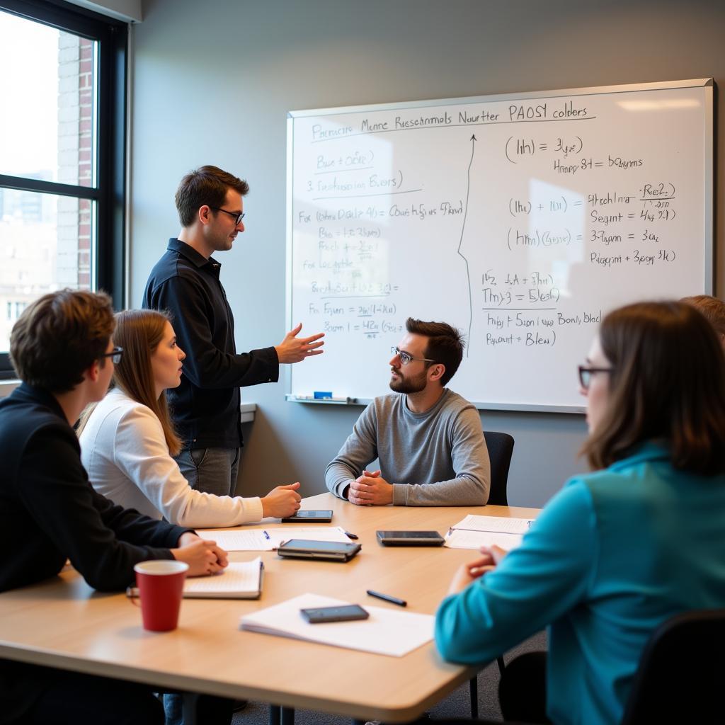 Researchers Collaborating at the Brin Mathematics Research Center