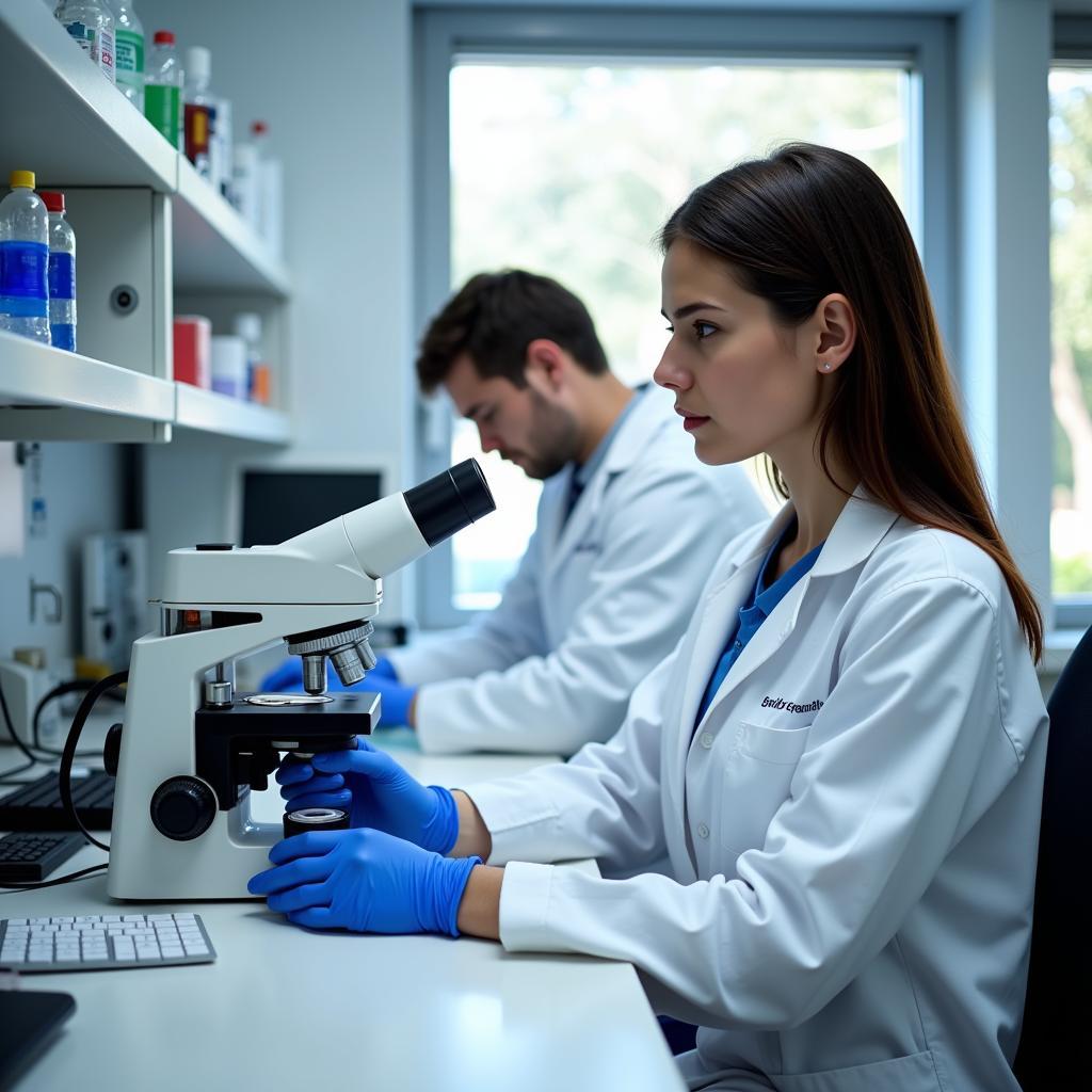 Cancer Research Scientists Working in a Lab