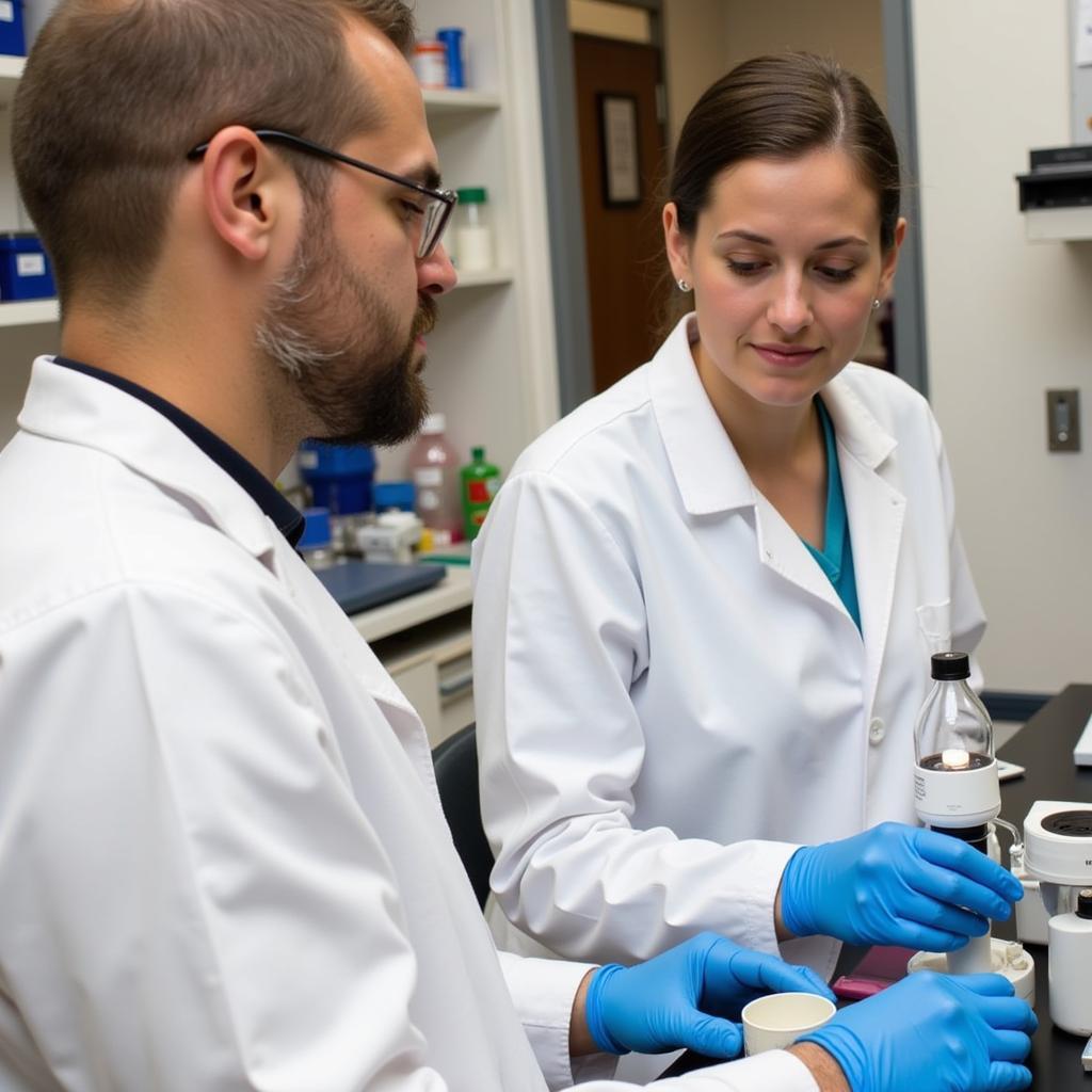 Cancer Research Volunteer Assisting in a Lab