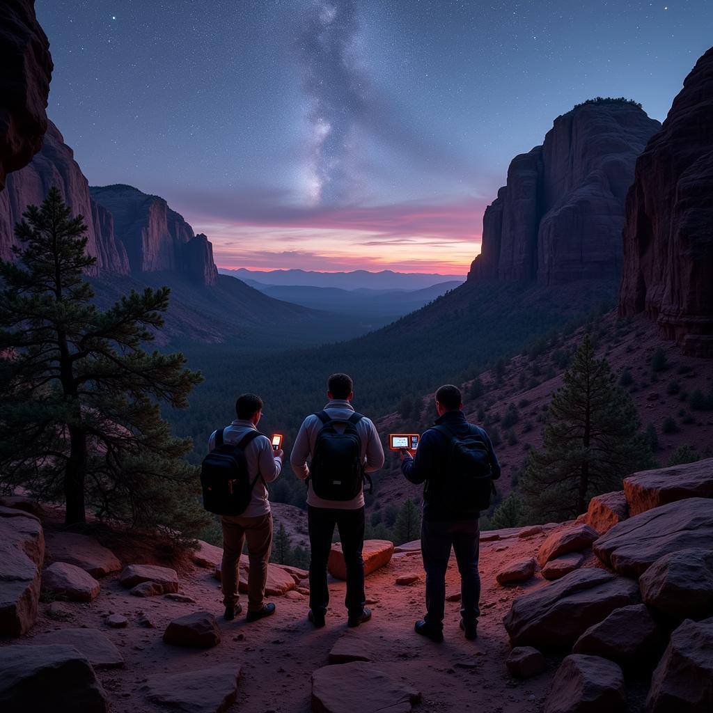 Researchers taking EMF readings at Canyonlands Research Center