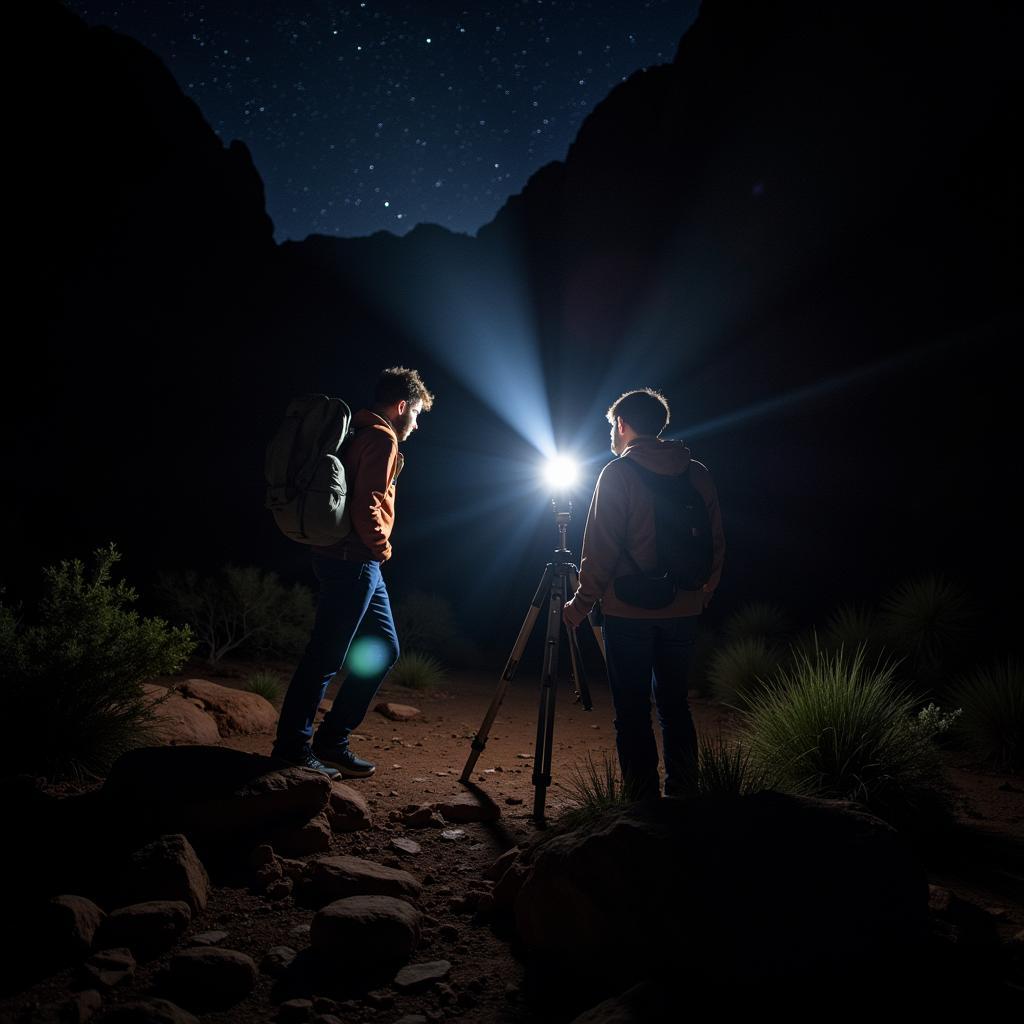 Researchers conducting a night investigation at Canyonlands Research Center