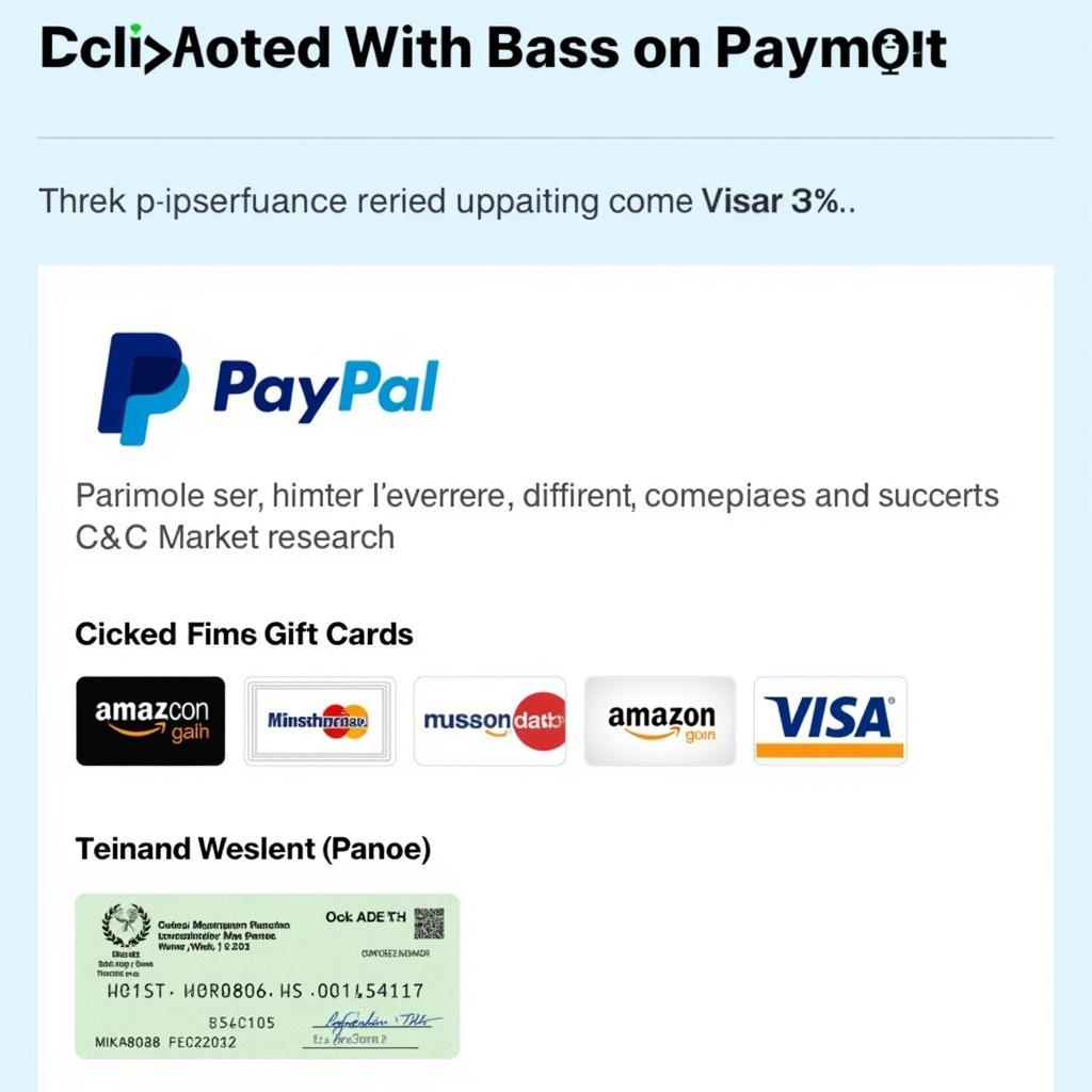 C&C Market Research Payment Methods via PayPal, Gift Cards, and Checks